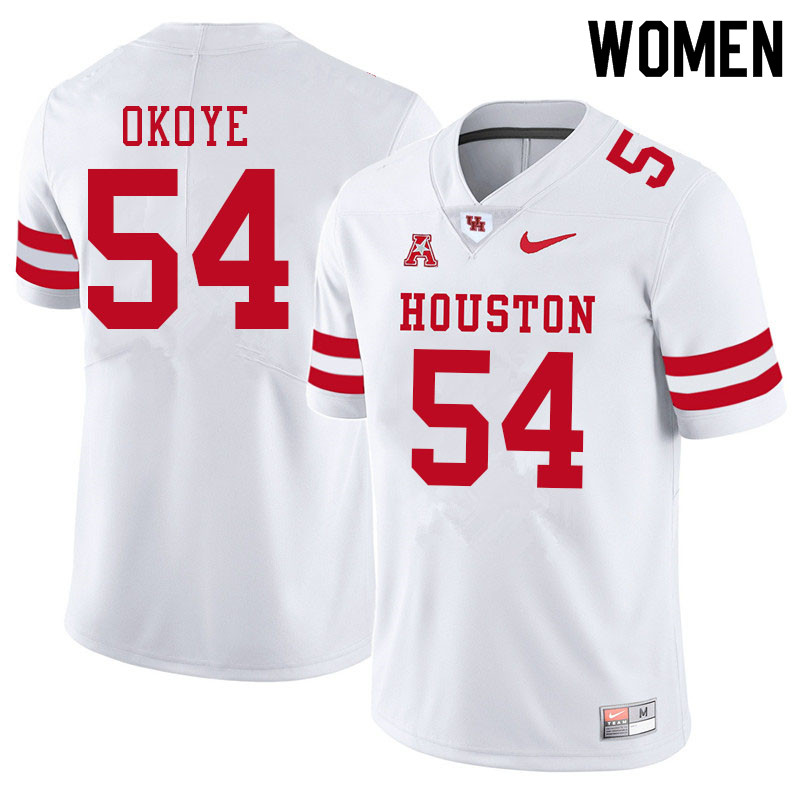 Women #54 Blake Okoye Houston Cougars College Football Jerseys Sale-White - Click Image to Close